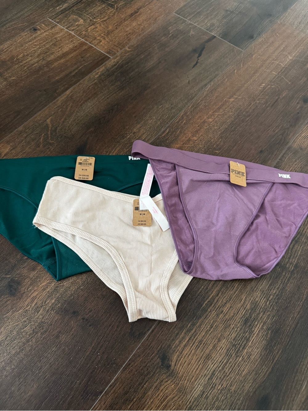 PINK Trio Panties - Purple, Green & Cream
